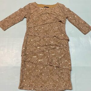 Sequined Layered Dress With Sleeves Office Party